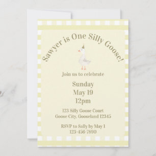 Convite de 1º Aniversário do Silly Goose (Amarelo 