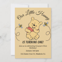 convite de 1º aniversário do Ursinho Puff
