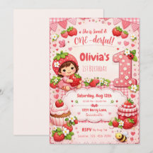 Convite de 1º Aniversário Ela é Doce e Maravilhosa