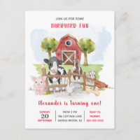 Convite de 1º Aniversário Farm Country Baby