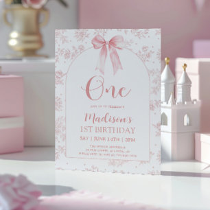 Convite de 1º Aniversário French Toile Chinoiserie
