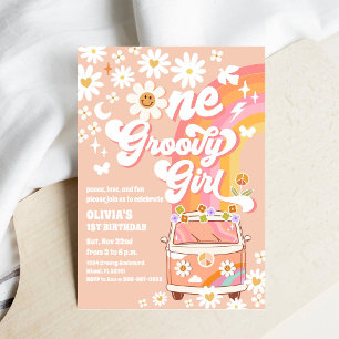 Convite de 1º Aniversário Groovy Daisy