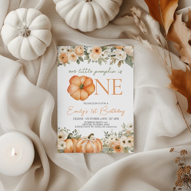 Convite de 1º Aniversário Little Pumpkin (Criador carregado)