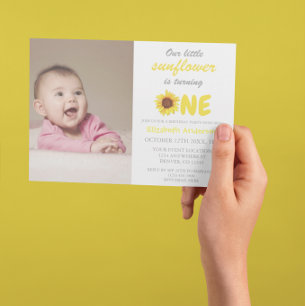 Convite de 1º Aniversário Little Sunflower