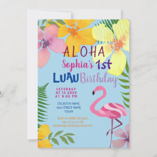 Convite de 1º Aniversário Luau Girl