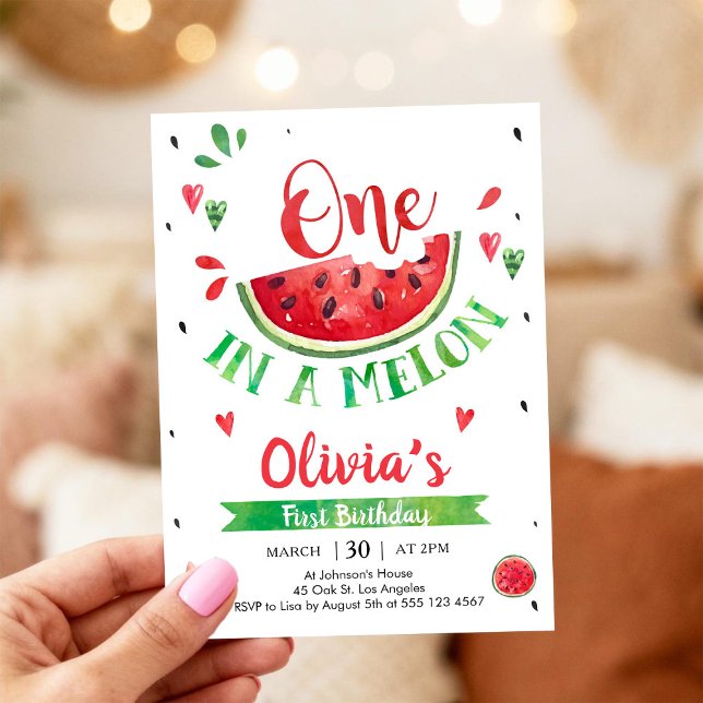 Convite de 1º Aniversário Melancia One In A Melon (Criador carregado)