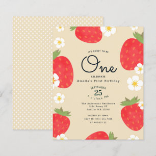 Convite de 1º Aniversário Morango Econômico