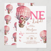 Convite de 1º Aniversário Onederful Rosa Boho