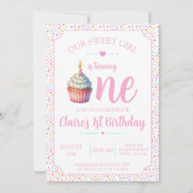 Convite de 1º Aniversário para a Doce Menina