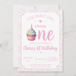 Convite de 1º Aniversário para a Doce Menina