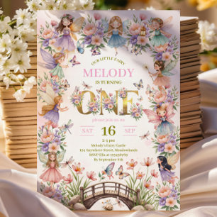 Convite de 1º aniversário para jardim de fadas cap