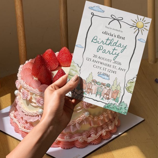 Convite de 1º Aniversário para meninas (Criador carregado)