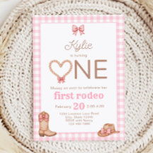 Convite de 1º Aniversário Pink First Rodeo