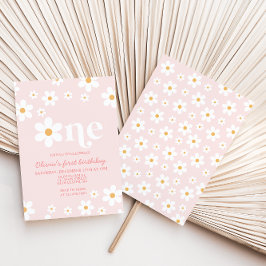Convite de 1º Aniversário Retro Daisy One Floral