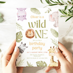 Convite de 1º Aniversário Safari Wild One