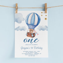Convite de 1º Aniversário Urso Azul