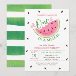 Convite de 1º Aniversário Watermelon One In A Melo