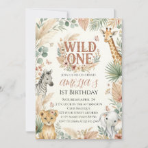 Convite de 1º Aniversário Wild One Foto Boho