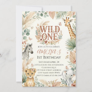 Convite de 1º Aniversário Wild One Foto Boho