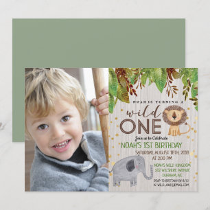 Convite de 1º Aniversário WILD ONE Jungle Boy