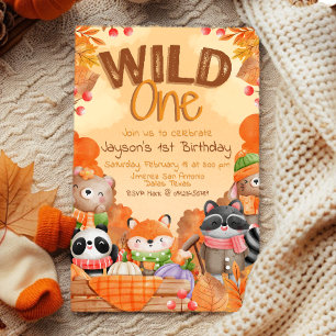 Convite de 1º Aniversário Wild One Woodlands