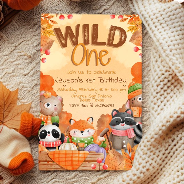 Convite de 1º Aniversário Wild One Woodlands (Wild One Woodlands 1st Birthday Invitation)