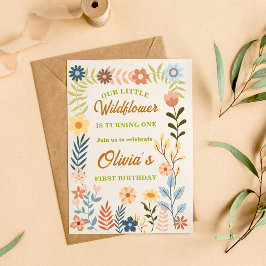 Convite de 1º Aniversário Wildflower Boho Floral M