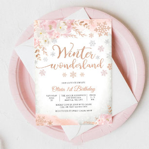 Convite de 1º Aniversário Winter Wonderland