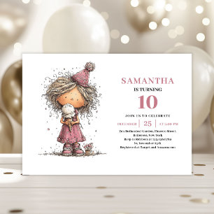 Convite de 10º Aniversário de Menina Pequena Capri