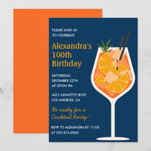 Convite de 100º aniversário elegante Coquetel Mari