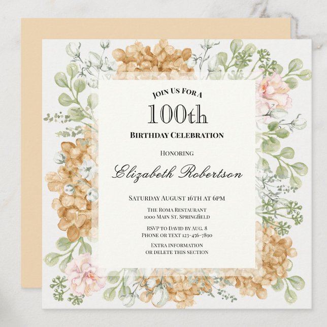 Convite de 100º Aniversário em Cores Elegantes de  (Criador carregado)