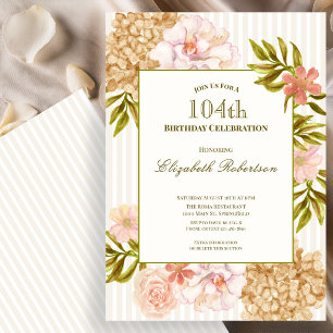 Convite de 104º Aniversário Flores de Outono Elega