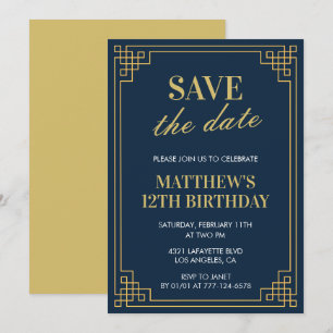 Convite de 12º aniversário elegante Menino Salve a