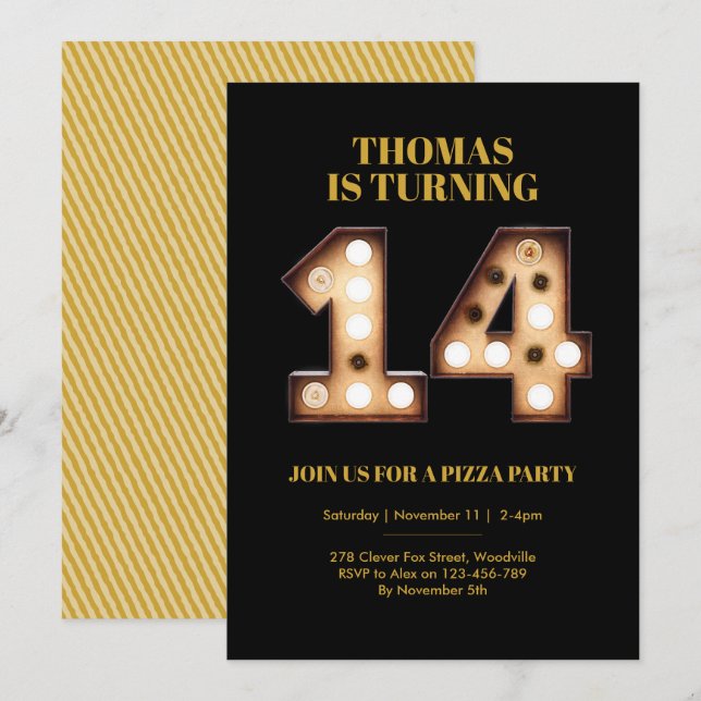 Convite de 14 de aniversário para adolescentes (Frente/Verso)