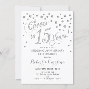 Convite de 15º Aniversário de Casamento - Branco P