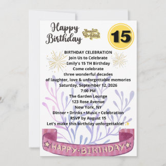 Convite de 15 anos elegante – Floral Chic Bir