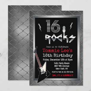 Convite de 16 anos Rockstar Guitar