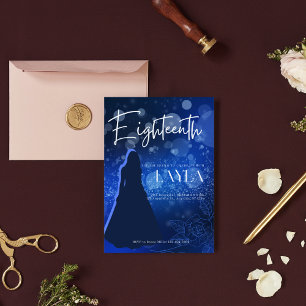Convite de 18º Aniversário Azul Real Elegante