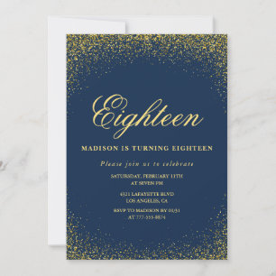 Convite de 18º aniversário elegante Dourado Glitte