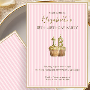 Convite de 18º Aniversário Única Rosa Dourado Para