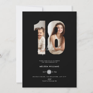Convite de 18 Anos com Foto para Meninas - Preto