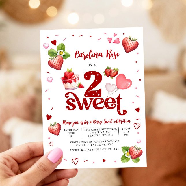 Convite de 2º Aniversário Berry Sweet (Criador carregado)