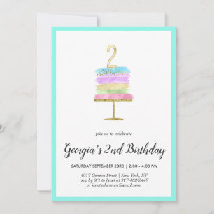 Convite de 2º Aniversário Bolo Arco-íris