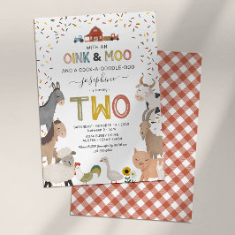 Convite de 2º aniversário da Fazenda Cute Barnyard