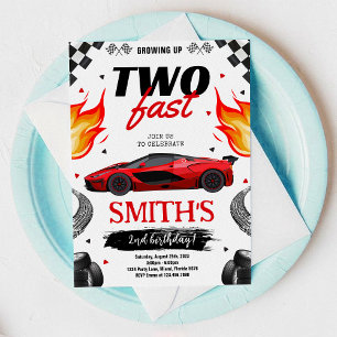 Convite de 2º Aniversário de Dois Carros de Corrid