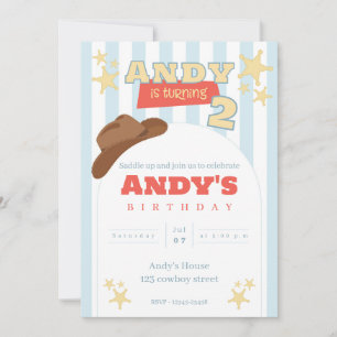 Convite de 2º Aniversário do Pequeno Cowboy   Oest