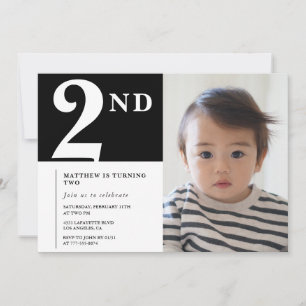 Convite de 2º aniversário elegante Foto Menino Pre