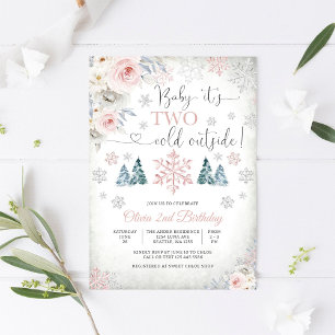Convite de 2º Aniversário Floral de Inverno