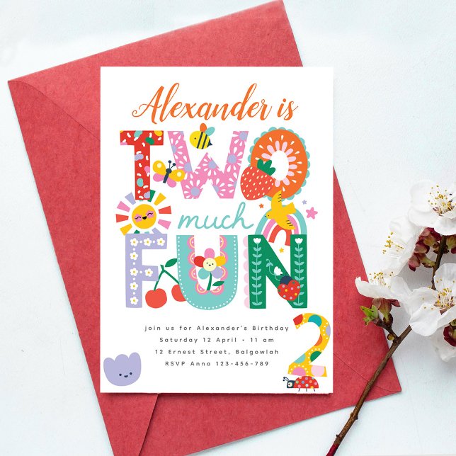 Convite de 2º Aniversário, Primavera Colorida, Mui (Criador carregado)