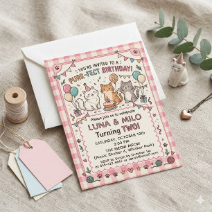 Convite de 2º Aniversário Purr-feito